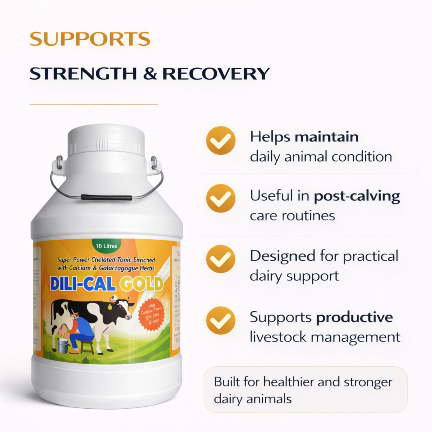 Image of Deeligent Biotech DILICAL Gold Calcium Supplement | Boosts Milk Yield,Strength & Immunity- Dollu Pet Health Supplements