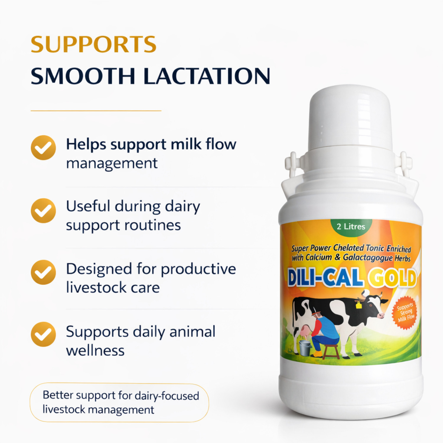 Image of Deeligent Biotech DILICAL Gold Calcium Supplement | Boosts Milk Yield,Strength & Immunity- Dollu Pet Health Supplements