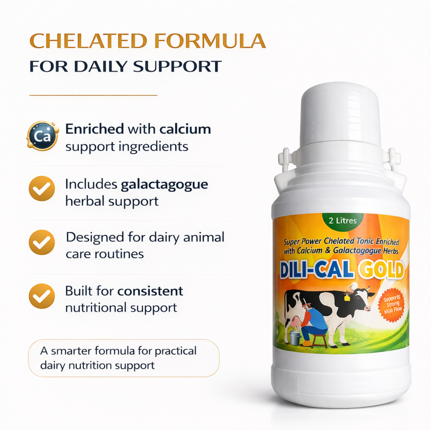 Image of Deeligent Biotech DILICAL Gold Calcium Supplement | Boosts Milk Yield,Strength & Immunity- Dollu Pet Health Supplements