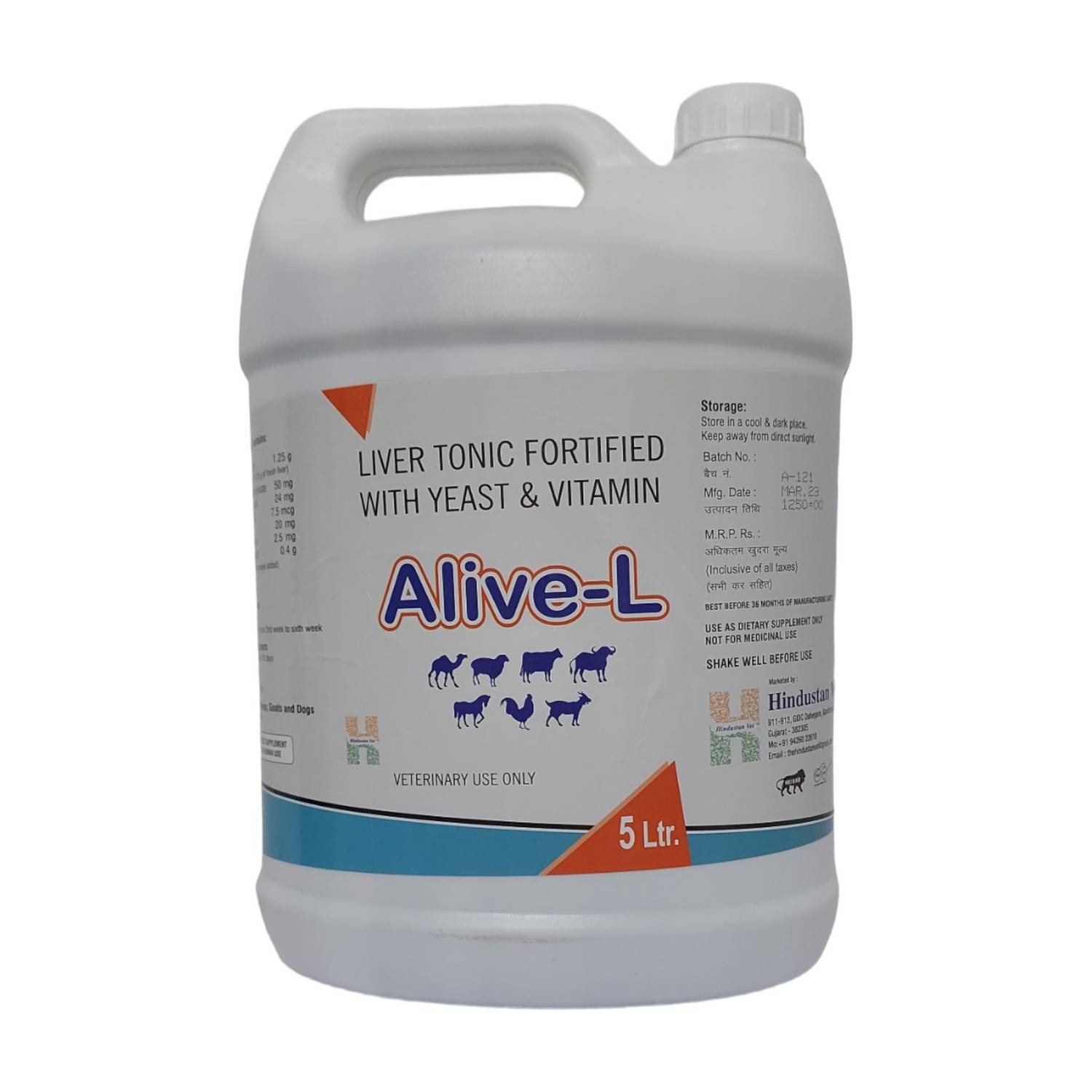 Alive - L Liver Tonic Fortified With Yeast & Vitamin for Cows, Buffaloes, Poultry, Horses Pet Health Supplements