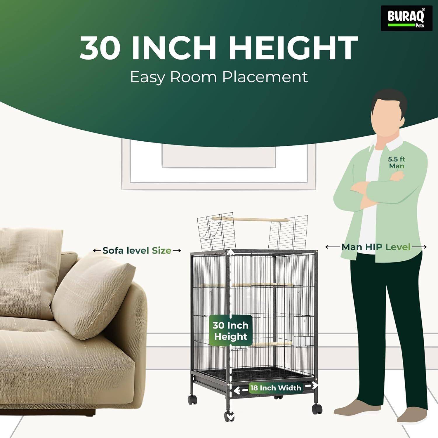 Buraq 30 inch Sturdy large Bird For Finch Lovebird Parrot with