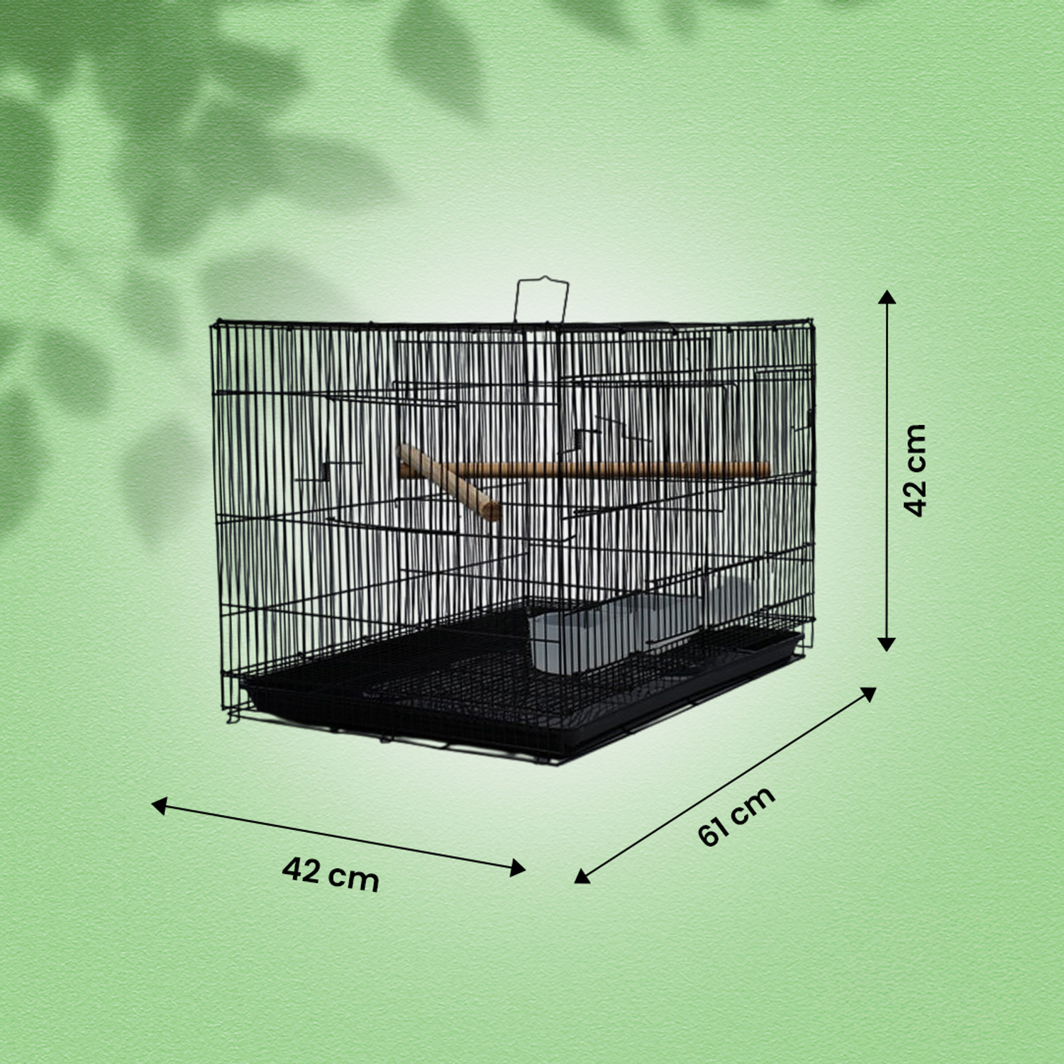 Image of Devis 2 Ft,61x42x42 cm partition Black Bird Cage for Budgies, Finches, Lovebirds Bird Cage