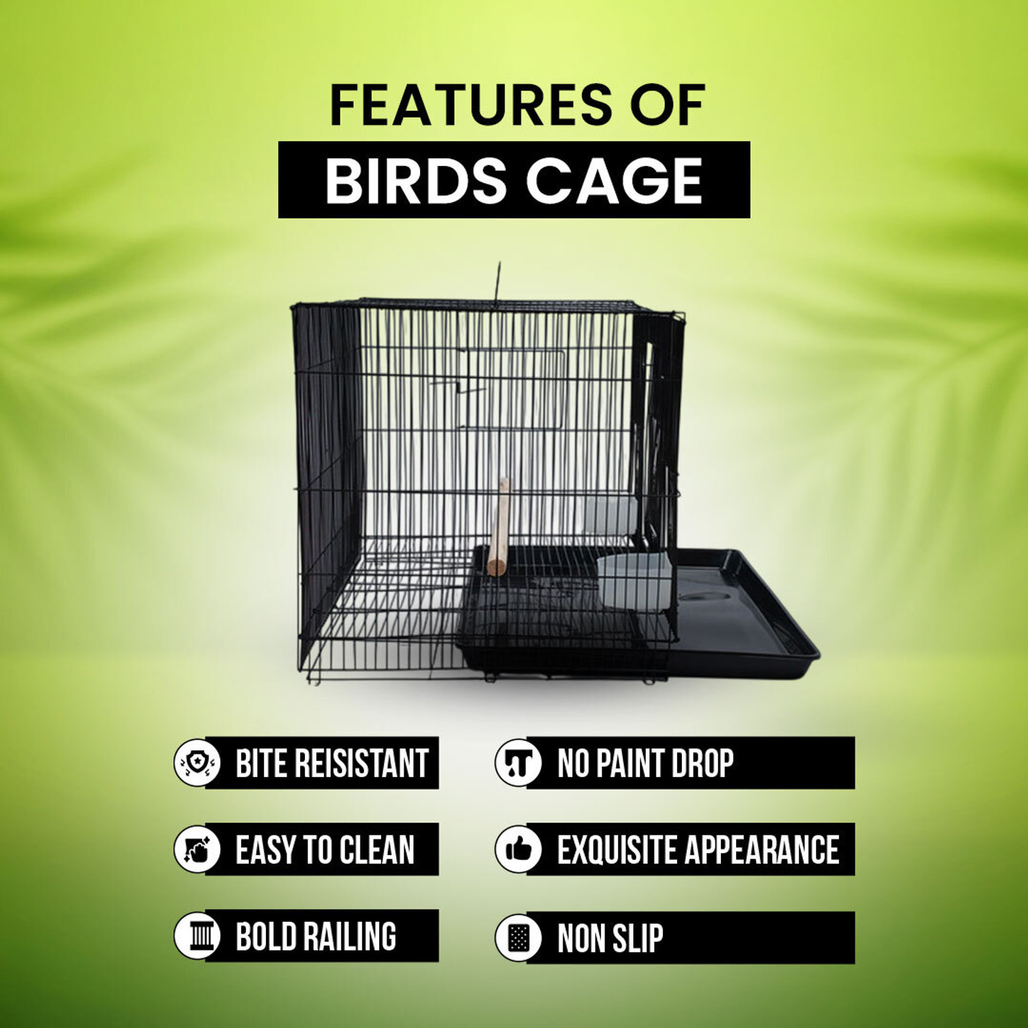 Image of Devis Rust-Proof Black Bird Cage - 25Inch Strong cage Bird Cage
