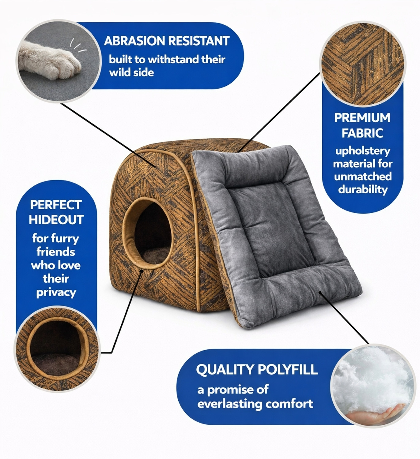 Image of URBANNEST 2-in-1 Sofa Cum House For Cats & Puppies Cat, Dog House