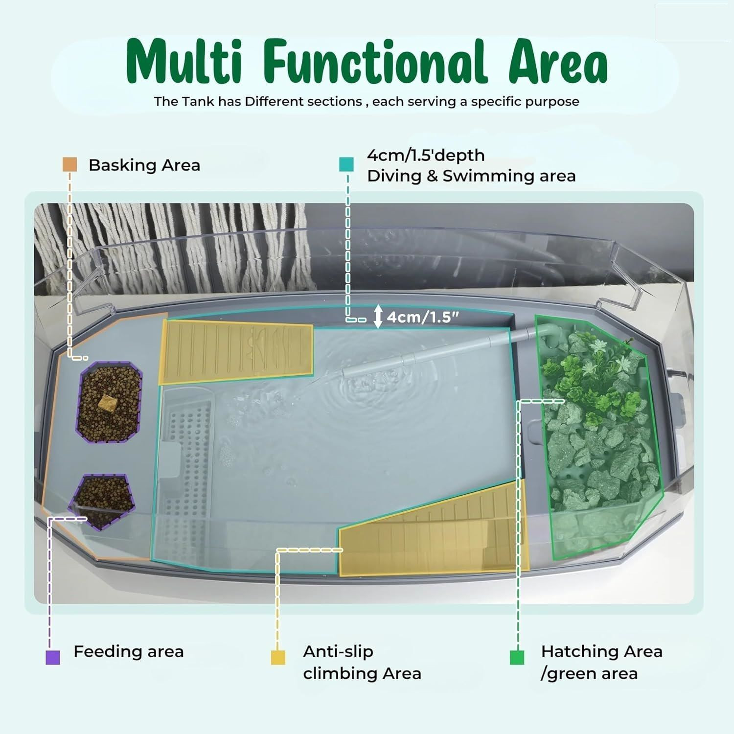 Image of PetJoy Acrylic Turtle Tank Transparent Reptile Habitat Basking Platform for Tortoises Turtle House