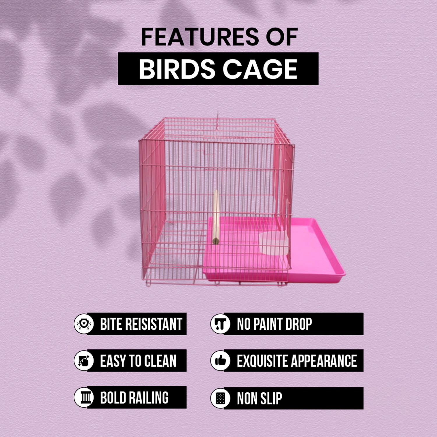 Image of Devis 2 ft Feet Bird Cage for Small Birds Pink Bird Cage