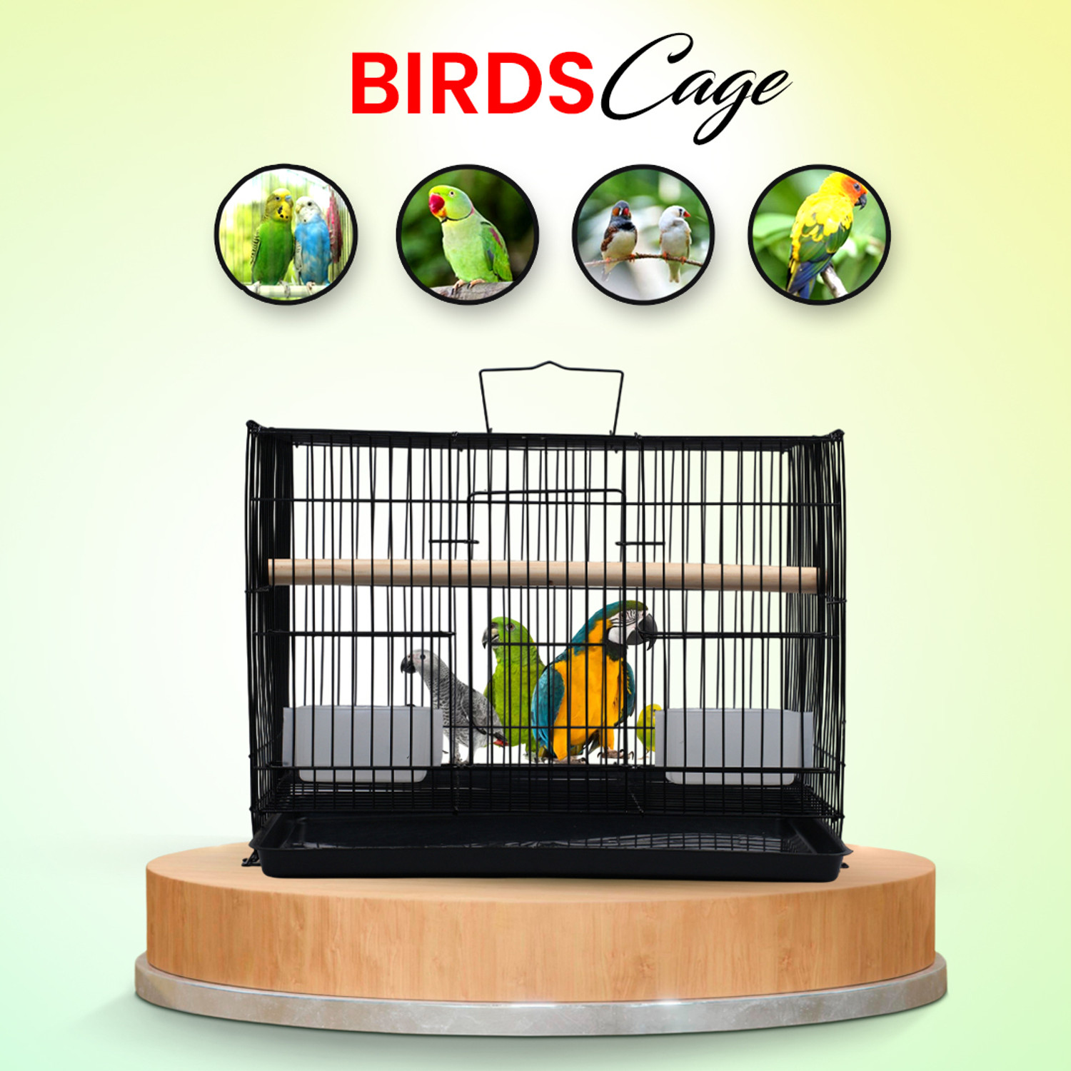 Image of hara 20 Inch Black Bird Cage - Sleek Finish & Heavy-Duty Build Bird Cage