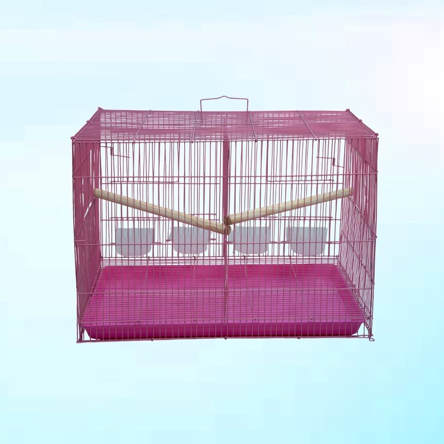 Image of HARA ENTERPRISES 2 Ft Partition pink Bird Cage for Budgies, Finches, Lovebirds & Free Toys Bird Cage