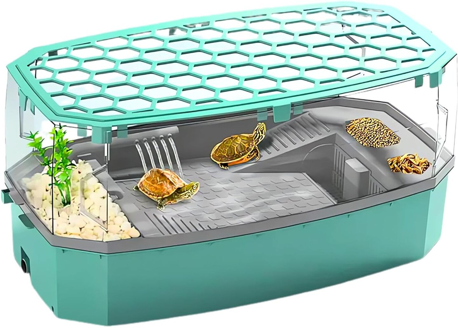 Image of PetJoy Acrylic Turtle Tank Transparent Reptile Habitat Basking Platform for Tortoises Turtle House