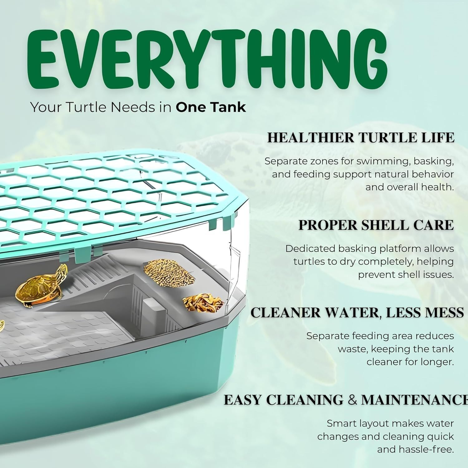Image of PetJoy Acrylic Turtle Tank Transparent Reptile Habitat Basking Platform for Tortoises Turtle House