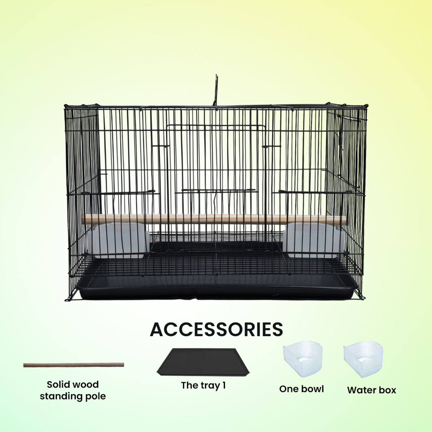 Image of hara 20 Inch Black Bird Cage - Sleek Finish & Heavy-Duty Build Bird Cage