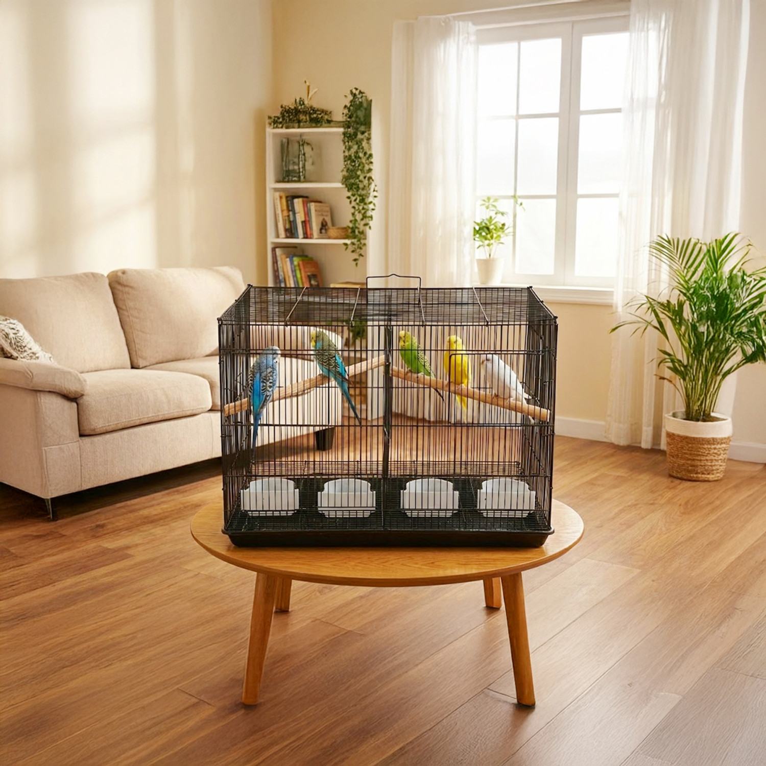 Image of Devis 2 Ft,61x42x42 cm partition Black Bird Cage for Budgies, Finches, Lovebirds Bird Cage