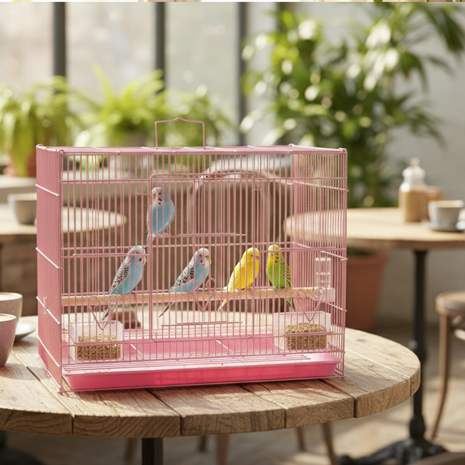 Image of Devis 2 ft Feet Bird Cage for Small Birds Pink Bird Cage