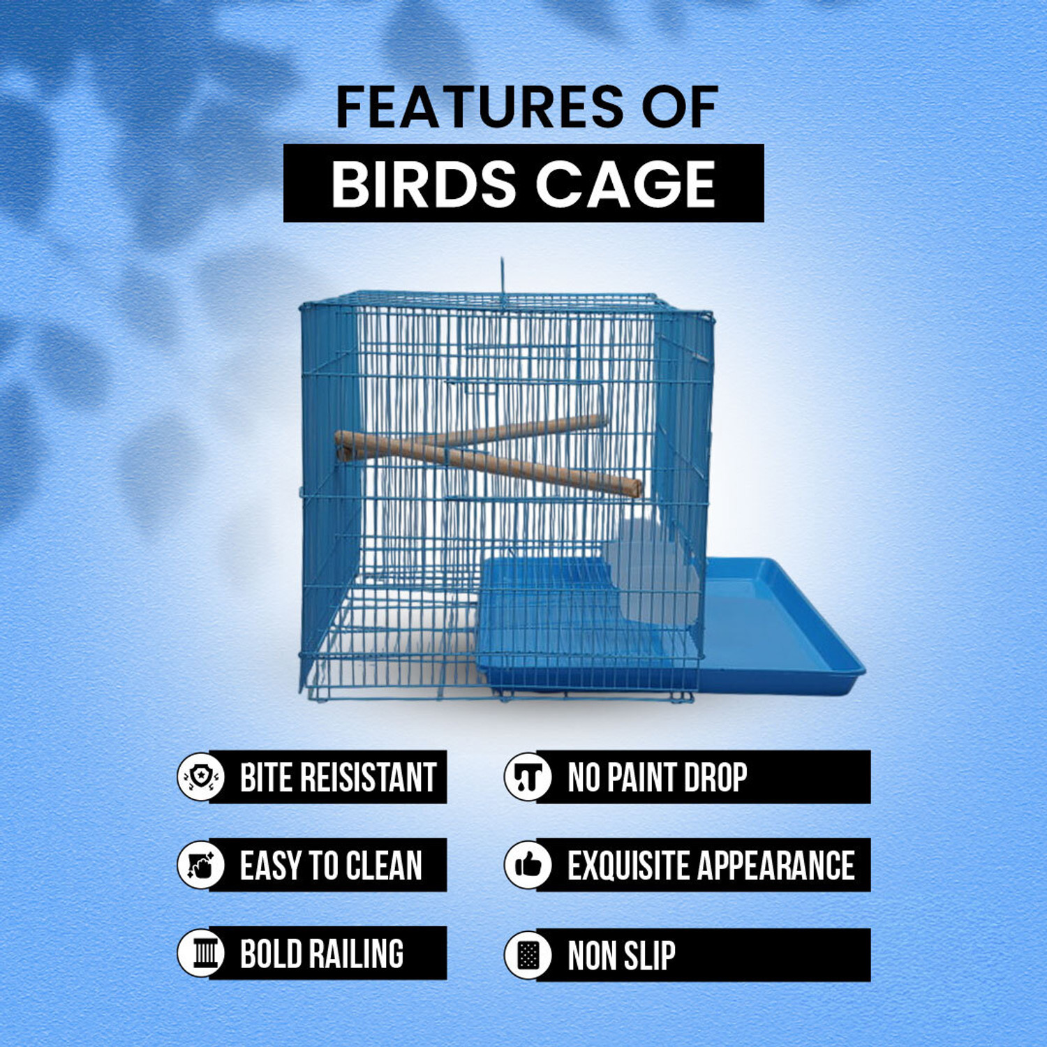 Image of Devis 2 ft Partition Metal Bird Cage for Lovebirds, Parrots, & Budgies, Blue. Bird Cage