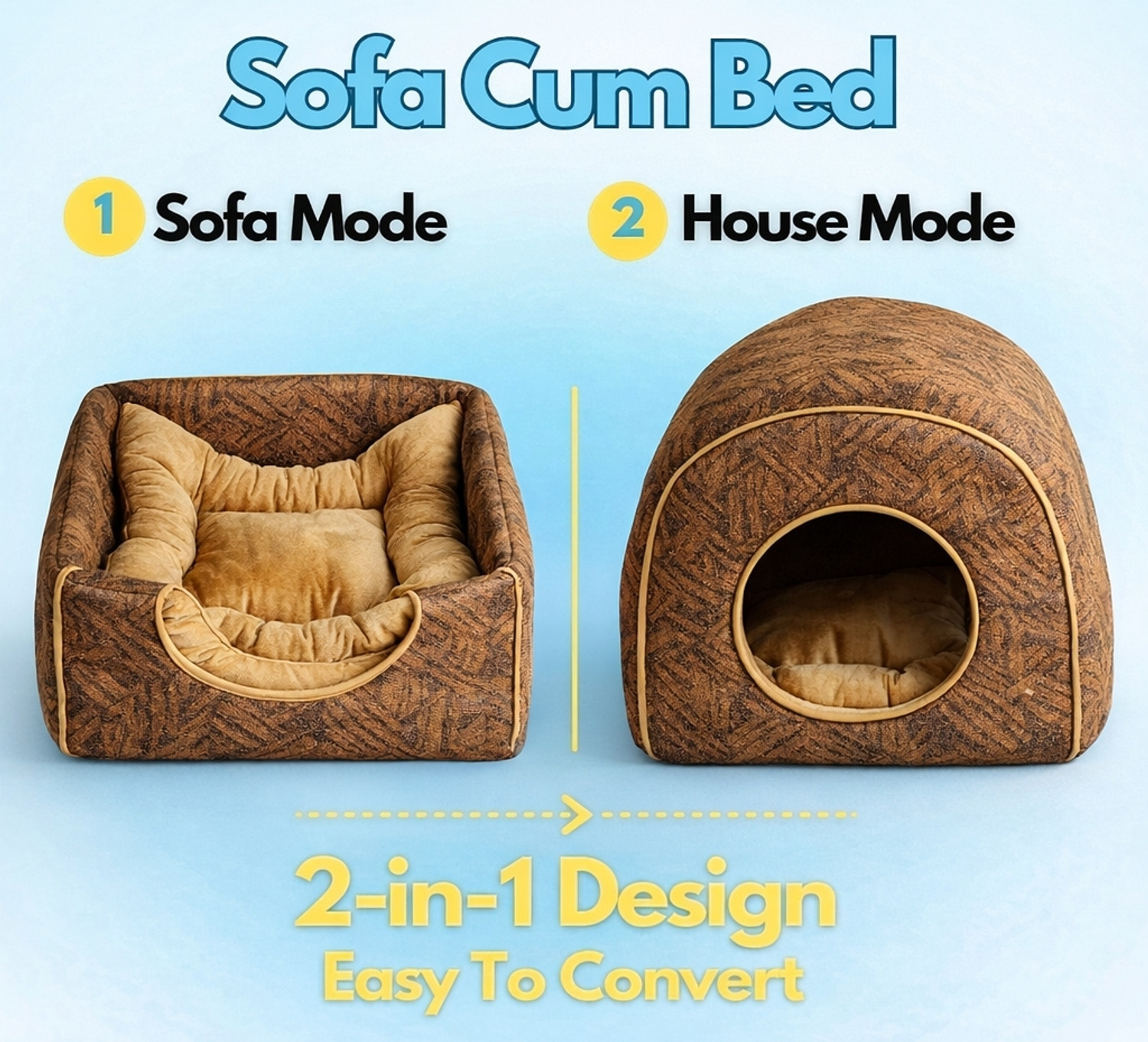 Image of URBANNEST 2-in-1 Sofa Cum House For Cats & Puppies Cat, Dog House