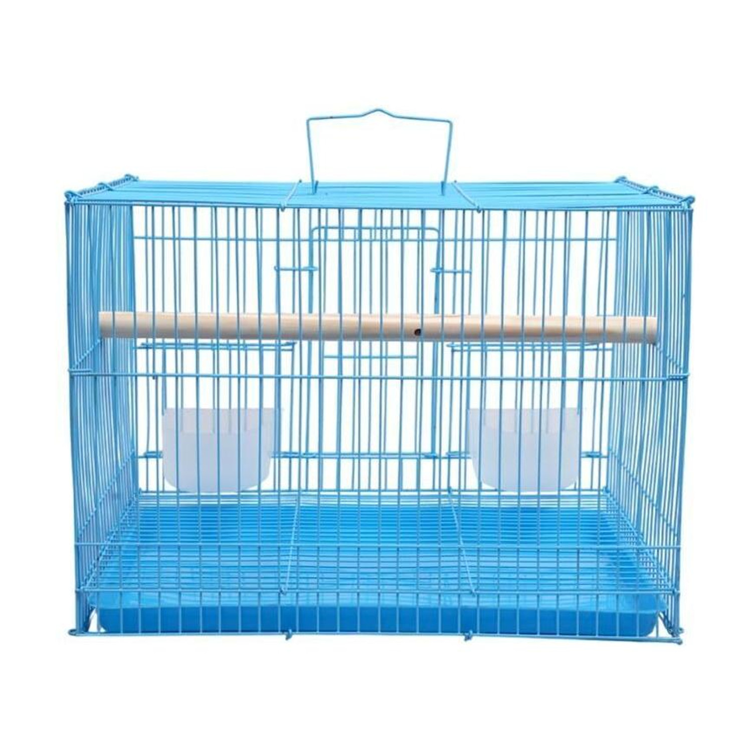 HARA ENTERPRISES 1.25 Feet Bird Cage for Small Birds, Blue Metal, 38x28x28 cm, with Accessories Bird Cage