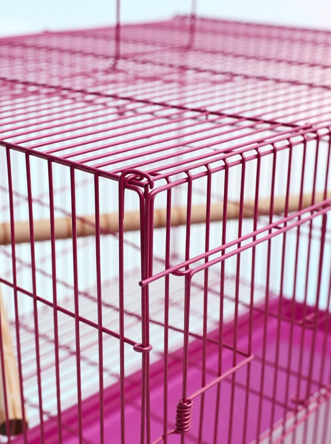 Image of HARA ENTERPRISES 2 Ft Partition pink Bird Cage for Budgies, Finches, Lovebirds & Free Toys Bird Cage