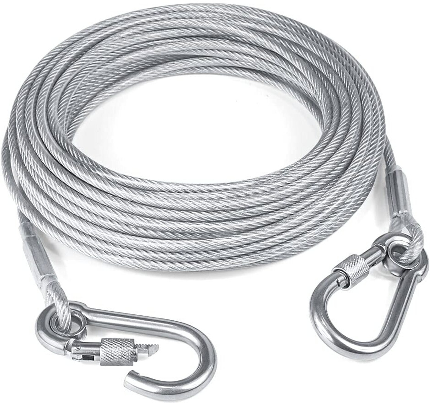 Image of DEEVACREATION Stainless Steel Pet Tie Out Cable Dogs Leash for Camping Outdoor Yard 450 cm Dog Chain Leash