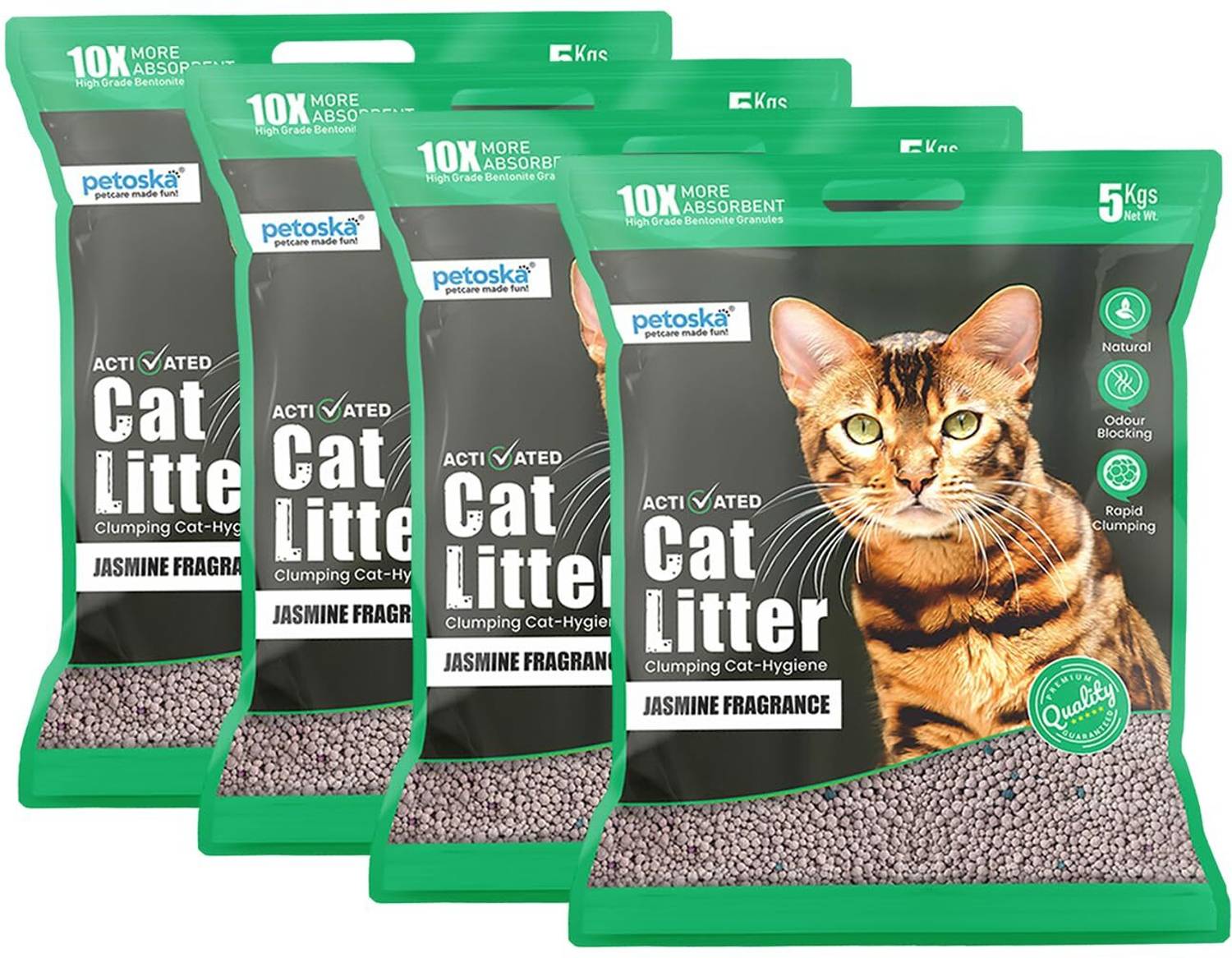 PETOSKA Jasmine Pet Litter Tray Refill Pack of 4 - Image 1