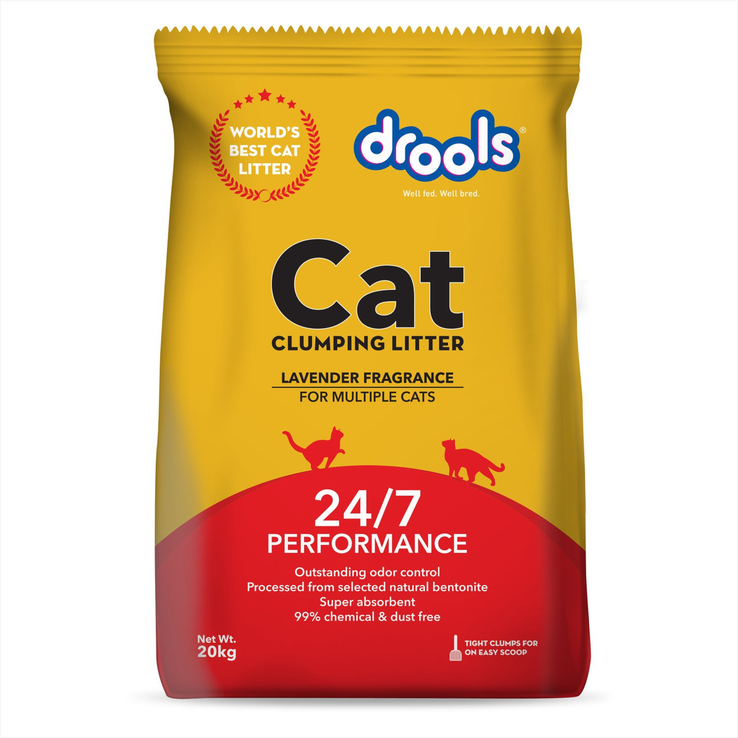 Image of Drools Clumping Lavender frangrance bentonite Cat Litter 20 Kg Pet Litter Tray Refill