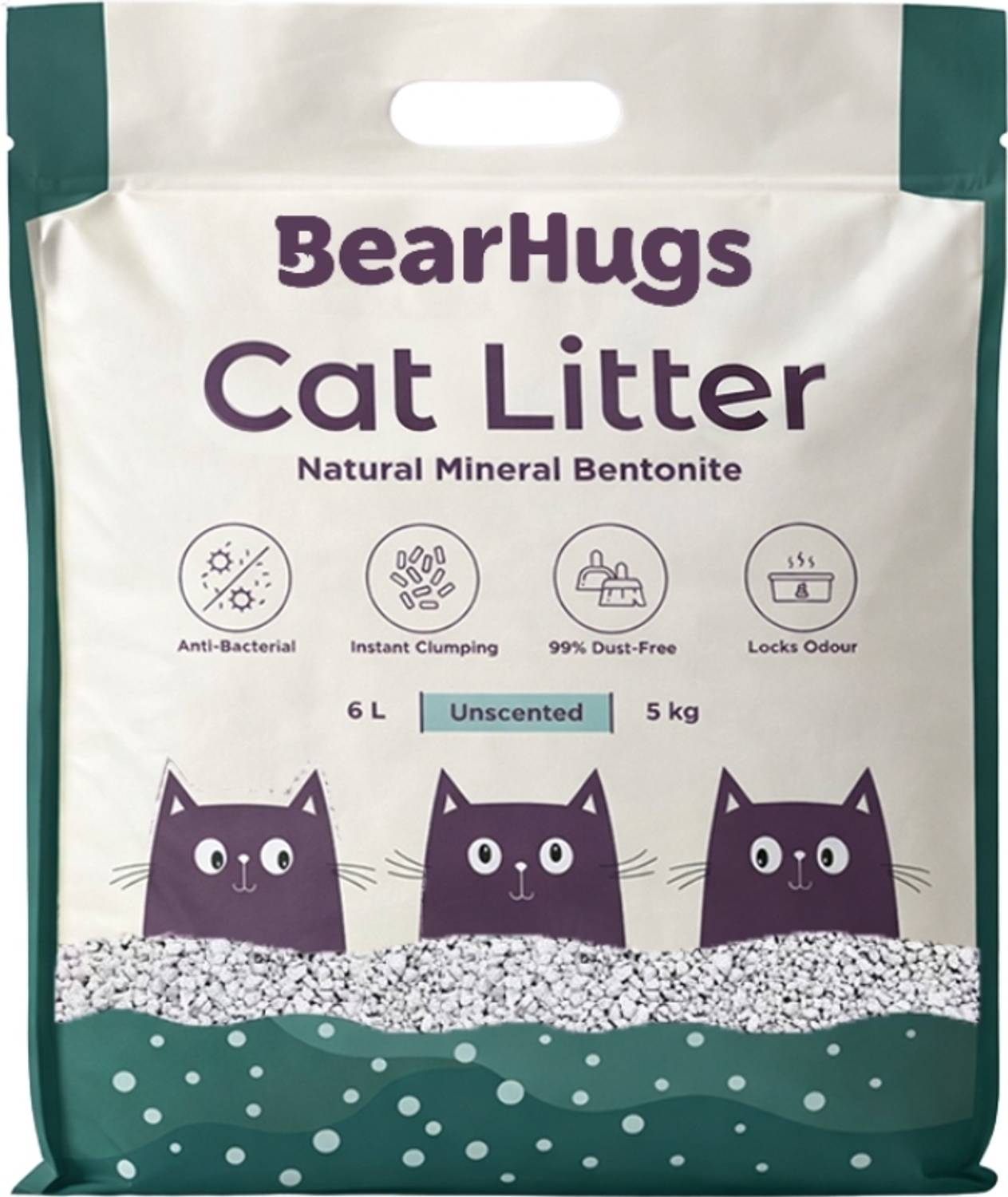 BearHugs Bentonite - Unscented Perfect for Cat (Pack of 1, 5.8 LTR) Pet Litter Tray Refill