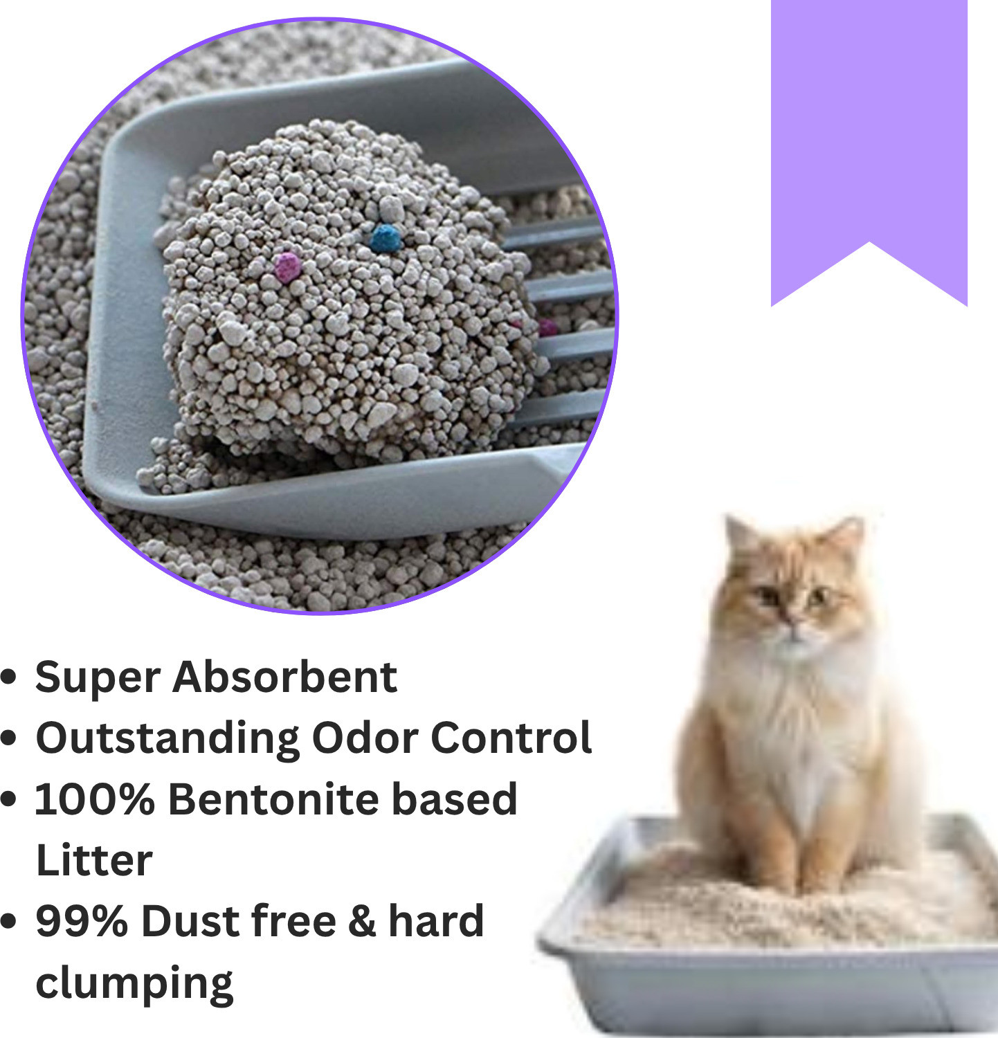Image of Emily Pets Fresh Scented Bentonite Cat Litter (Lavender, 5 L) Pet Litter Tray Refill