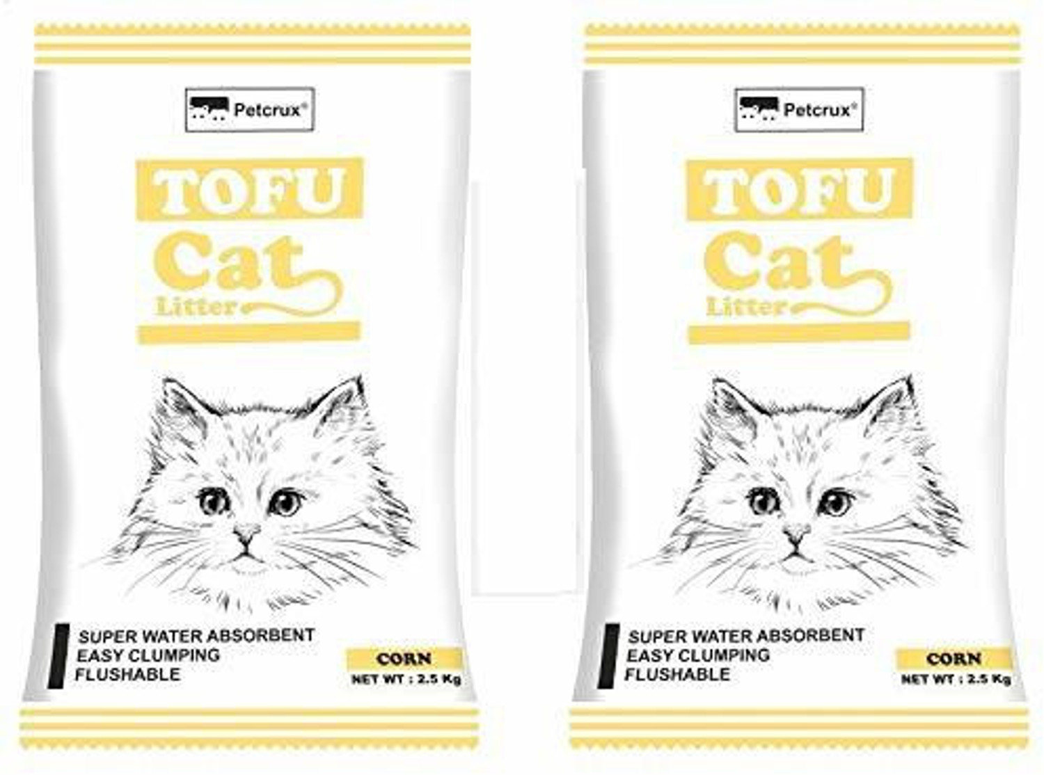 Image of Petcrux Tofu Cat Litter Natural Cat Litter Flushable Cat Litter Clumping Plant Cat Litter Ultra Odor Control Cat Litter Dust Free Low Tracking Cat Litter 6 L - 2.5 g (Corn - Pack of 2 [Total 5 g]) Pet Litter Tray Refill