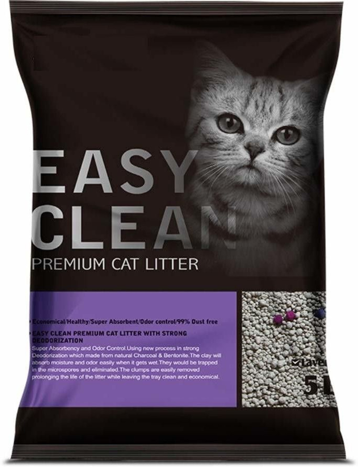 Image of Emily Pets Fresh Scented Bentonite Cat Litter (Lavender, 5 L) Pet Litter Tray Refill