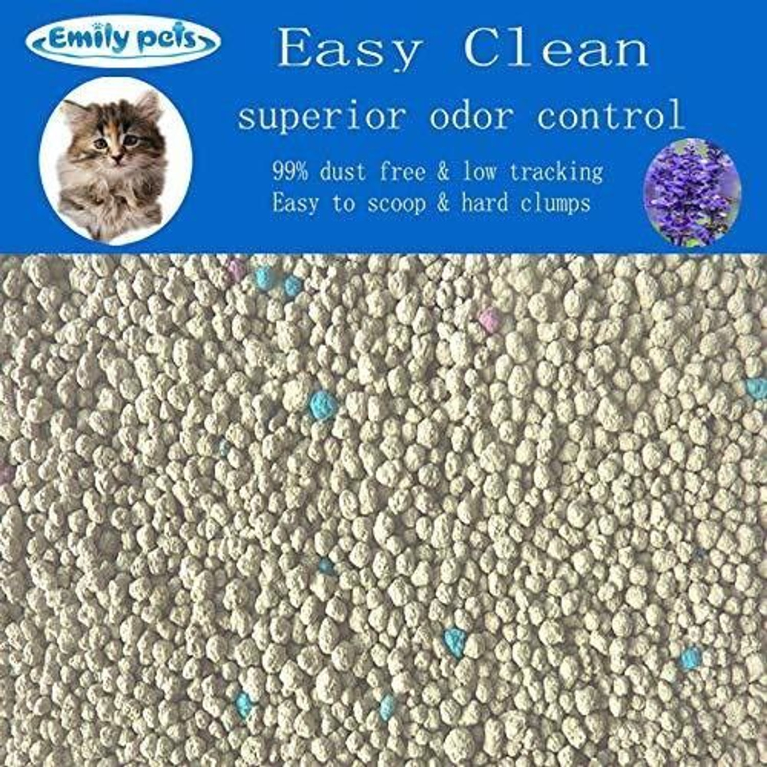 Image of Emily Pets Fresh Scented Bentonite Cat Litter (Lavender, 5 L) Pet Litter Tray Refill