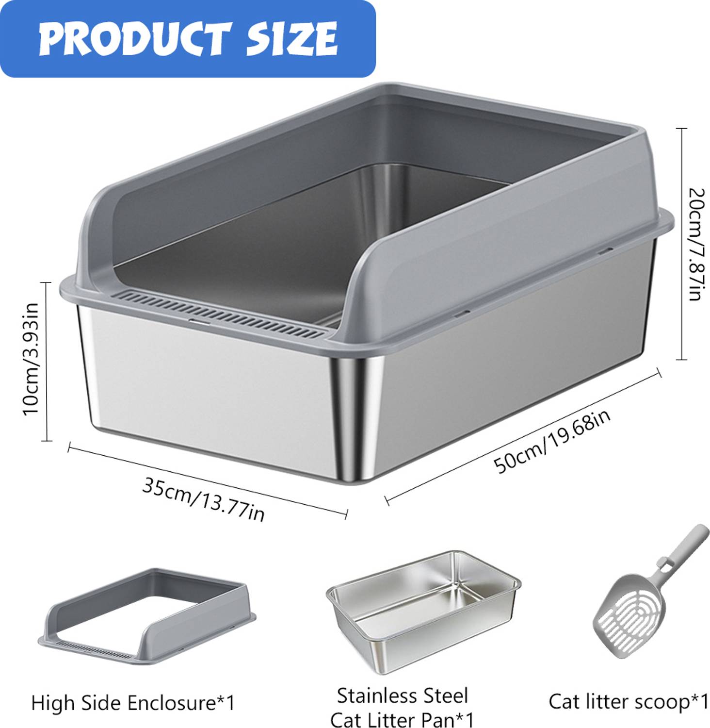 SUPVOX Stainless Steel Cat Litter Box - Image 4