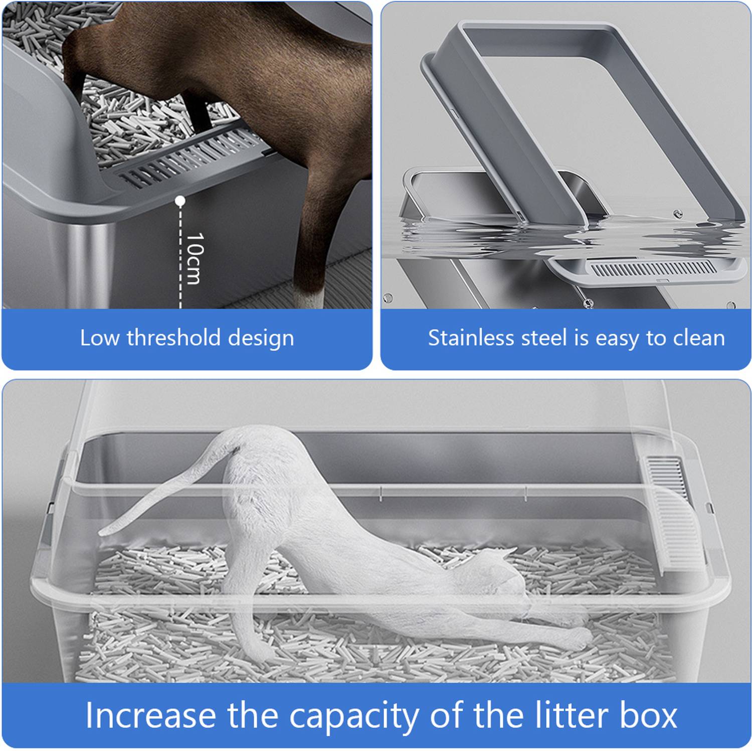 SUPVOX Stainless Steel Cat Litter Box - Image 2
