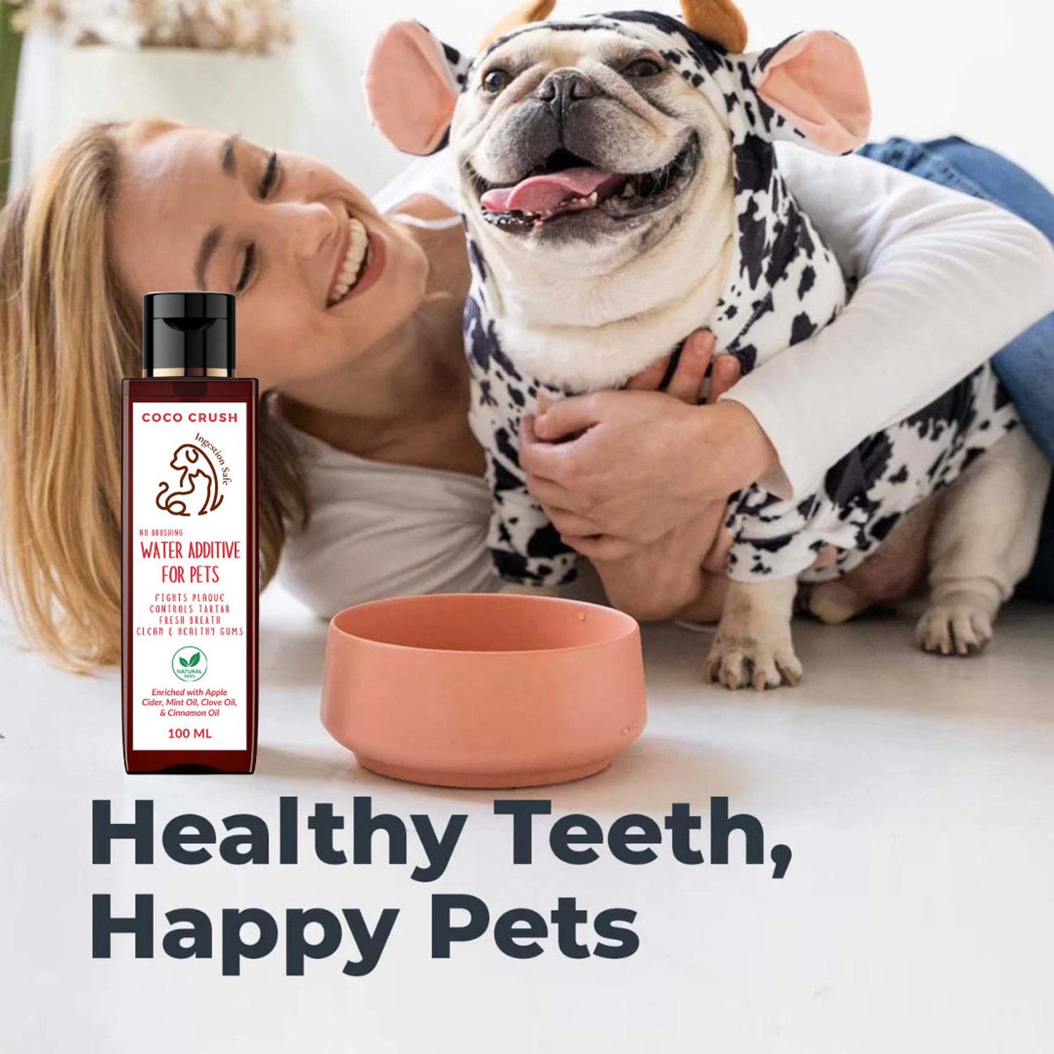 Image of COCO CRUSH Water Additive for Pets, 100% Natural | Controls Plaque, Tartar, Fresh Breath | Pet Mouth Freshner