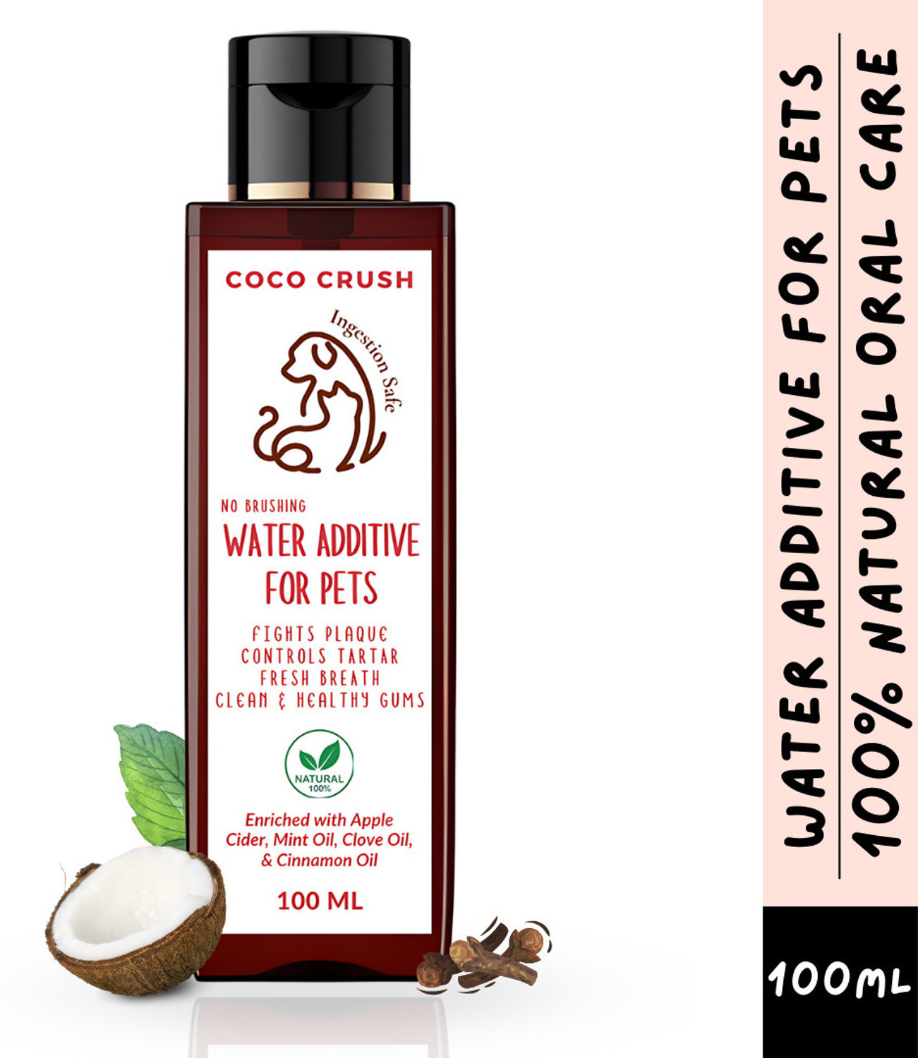 Image of COCO CRUSH Water Additive for Pets, 100% Natural | Controls Plaque, Tartar, Fresh Breath | Pet Mouth Freshner