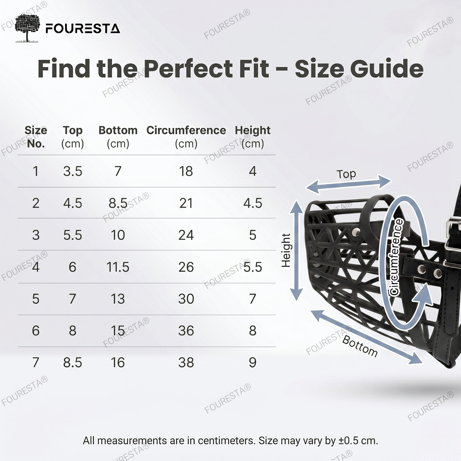 Image of FOURESTA Dog Muzzle Size 5 High quality Dog mouth cover /basket adjustable and safe Large Strips Dog Muzzle
