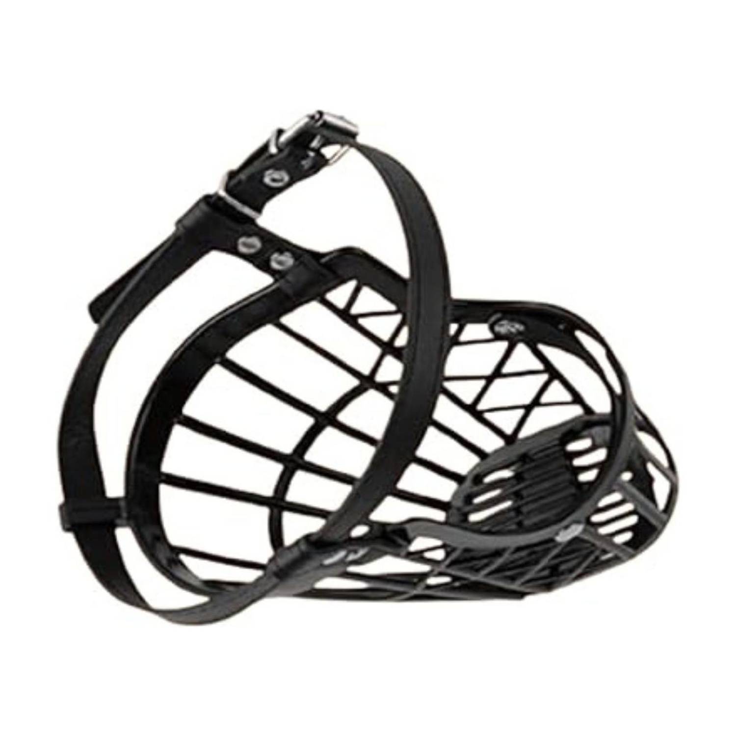 bowlfull buddies No- 4 (M) Black Muzzle, Dog Muzzle, Basket Muzzle for Biting, Aggressive Dogs Medium Strips Dog Muzzle
