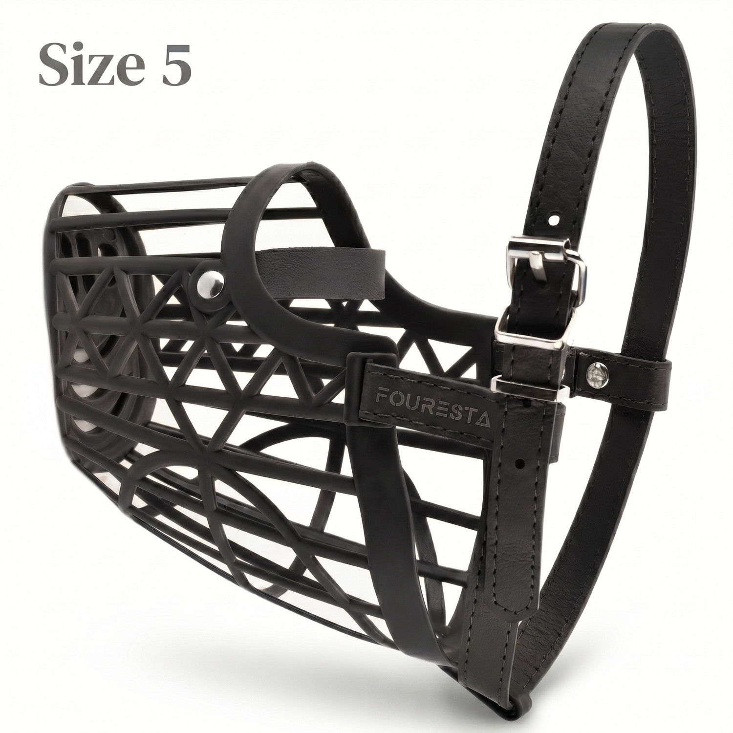 Image of FOURESTA Dog Muzzle Size 5 High quality Dog mouth cover /basket adjustable and safe Large Strips Dog Muzzle