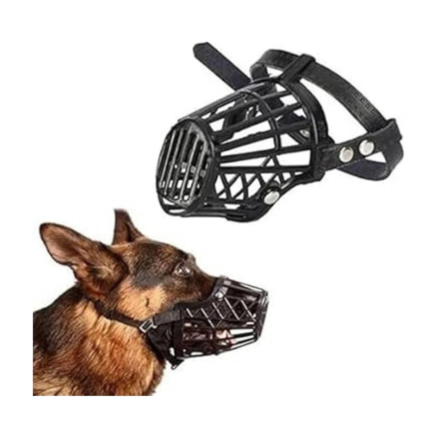 bowlfull buddies No- 5 (L) Black Muzzle, Dog Muzzle, Basket Muzzle for Biting, Aggressive Dogs Large Strips Dog Muzzle