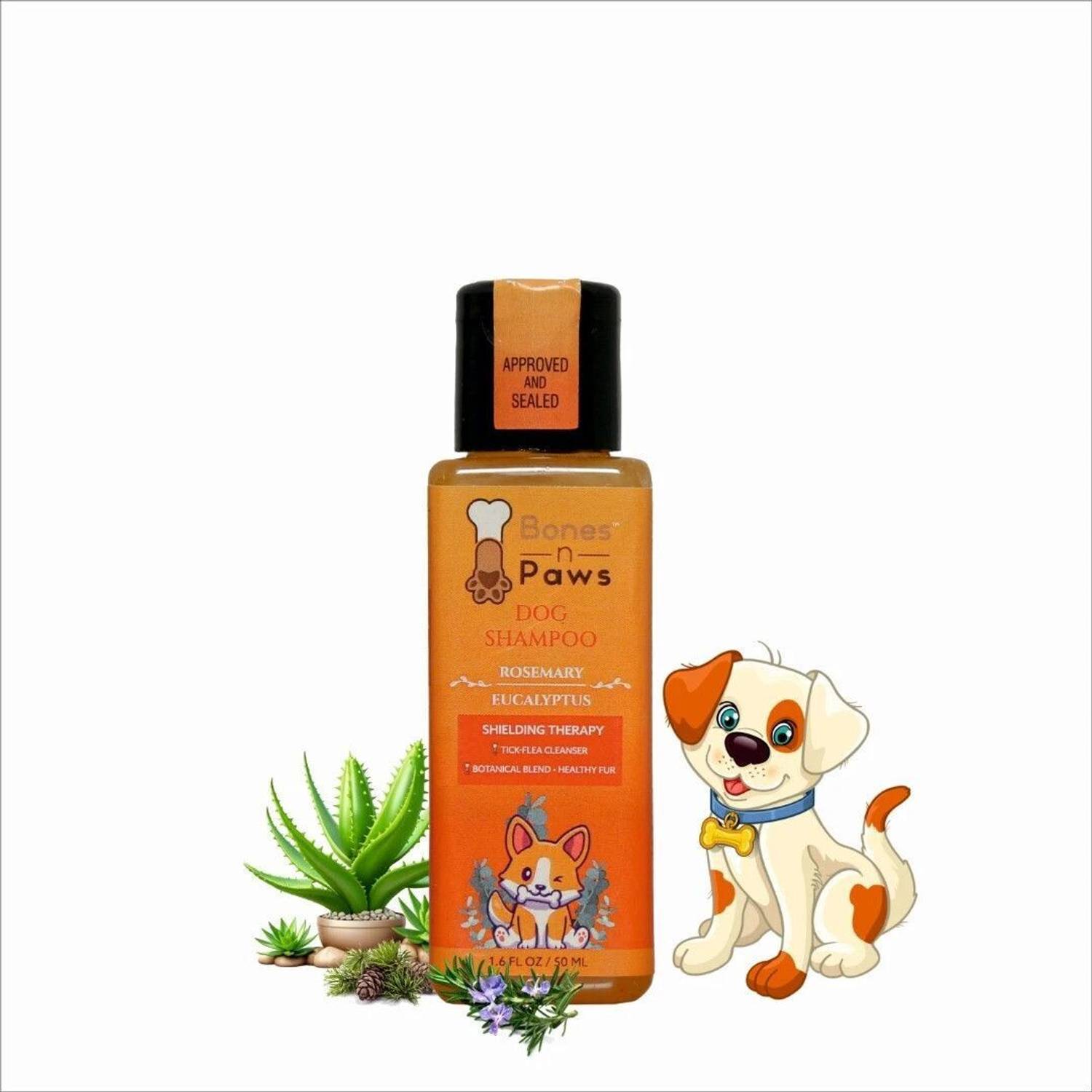 Bones n Paws Moisturizing Shampoo to Maintain Overall Skin Health Flea and Tick, Anti-itching Rosemary eucalyptus Dog, Cat Shampoo