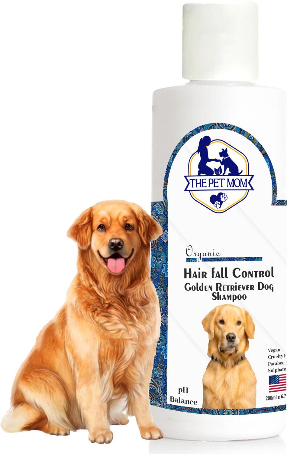 Image of THE PET MOM Golden Retriever Dog Shampoo Hair Fall Control -Shed Control, Strengthening Coat Conditioning Fresh, Reduces Hair Fall, Cleans & Conditions, De-Shedding Cleanser All Dog Breed, Dog Shampoo