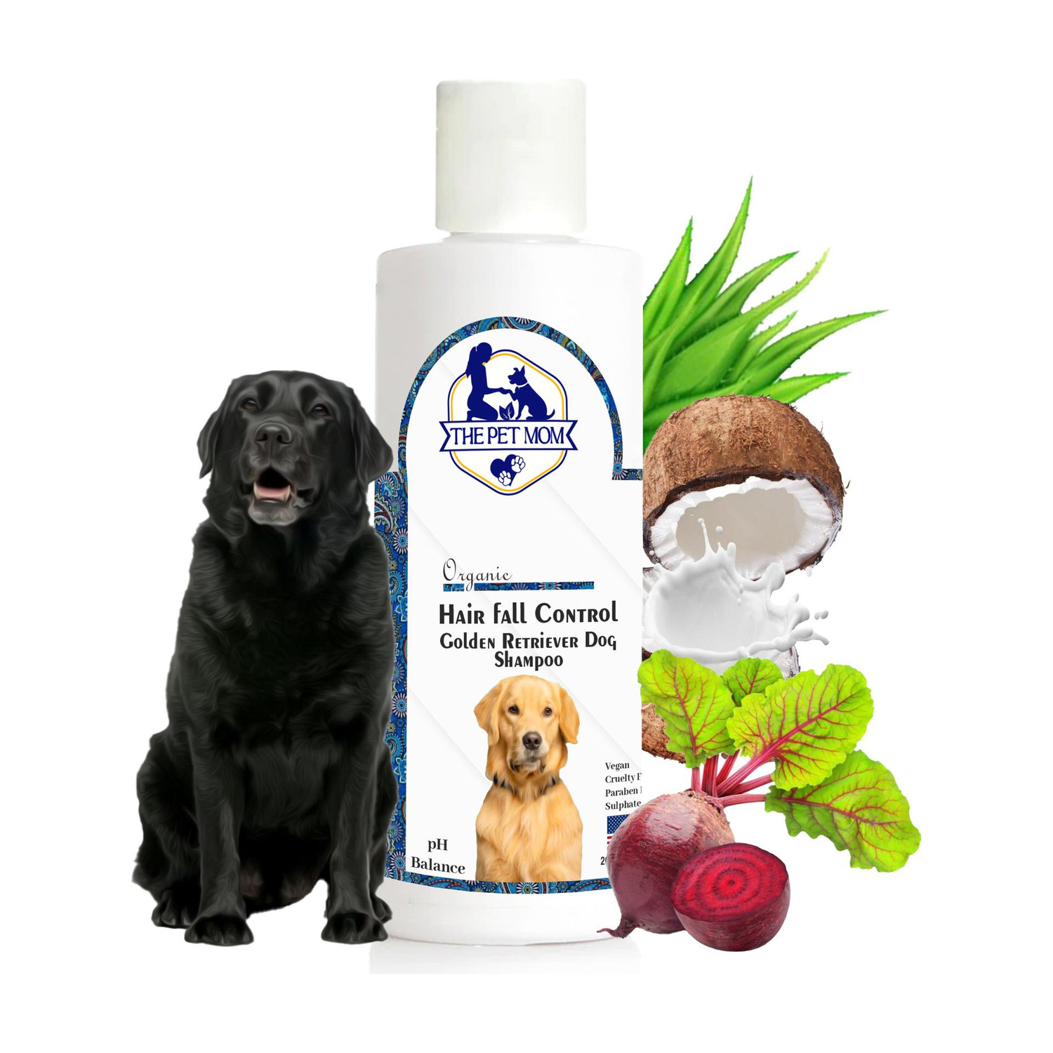 Image of THE PET MOM Golden Retriever Dog Shampoo Hair Fall Control -Shed Control, Strengthening Coat Conditioning Fresh, Reduces Hair Fall, Cleans & Conditions, De-Shedding Cleanser All Dog Breed, Dog Shampoo
