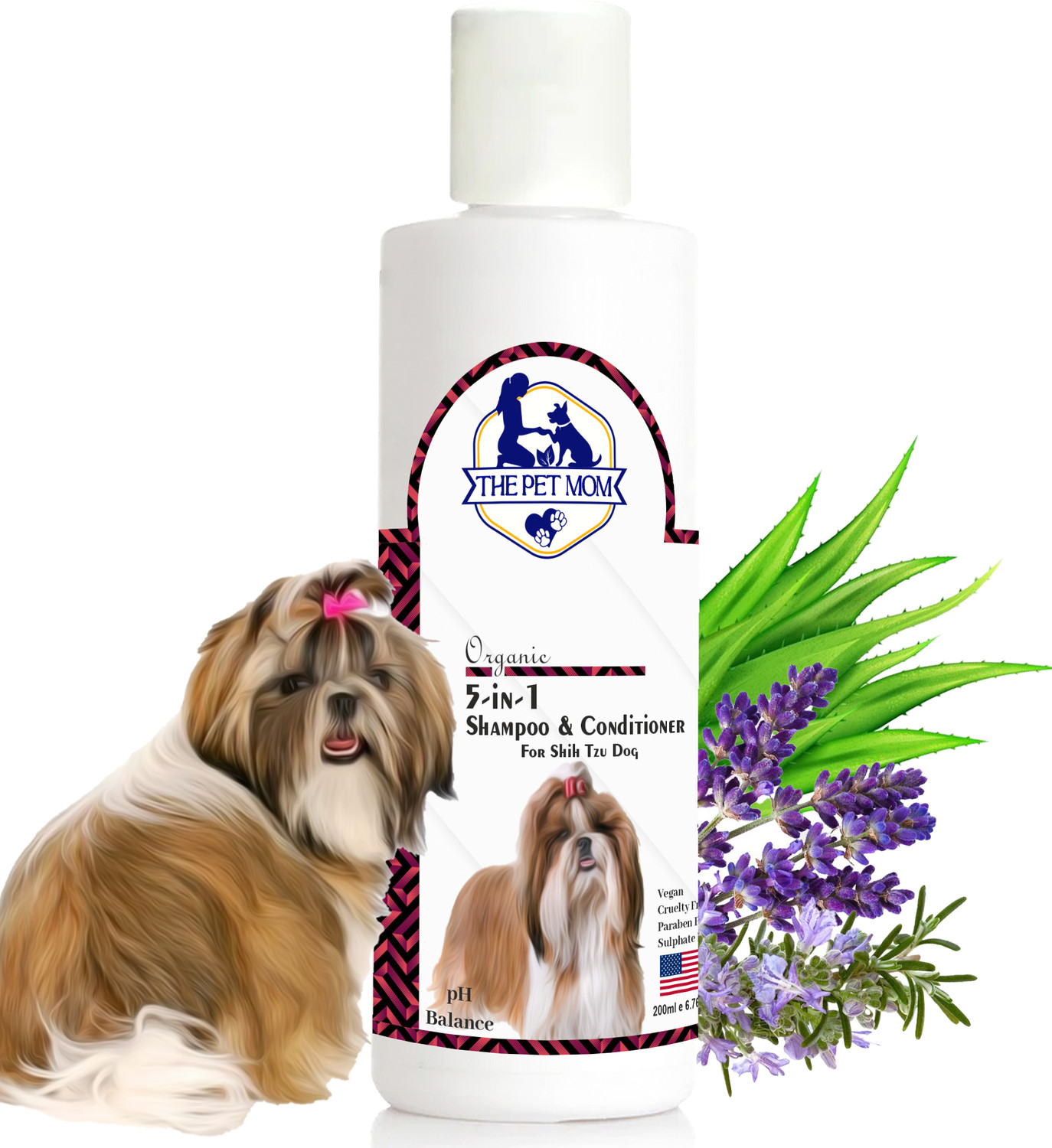 Image of THE PET MOM 5 In 1 Shampoo & Conditioner For Shih Tzu Dog & Puppy | Deep Cleans, Refreshing, Conditioning Fresh Fragrance, Anti Itching, Anti Fungal, Bad Odor | All Dog Breed, Dog Shampoo