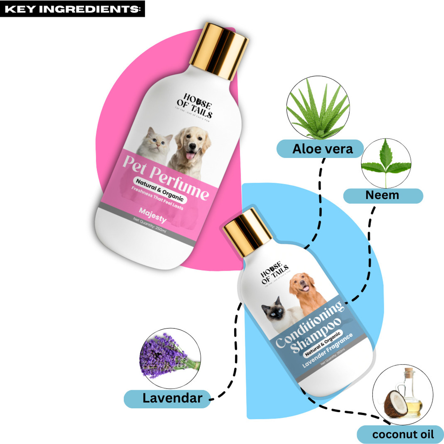 Image of House Of Tails Conditioning Shampoo & Pet Perfume Combo for Soft Fur and Fresh Fragrance Conditioning Lavendar Dog, Cat Shampoo