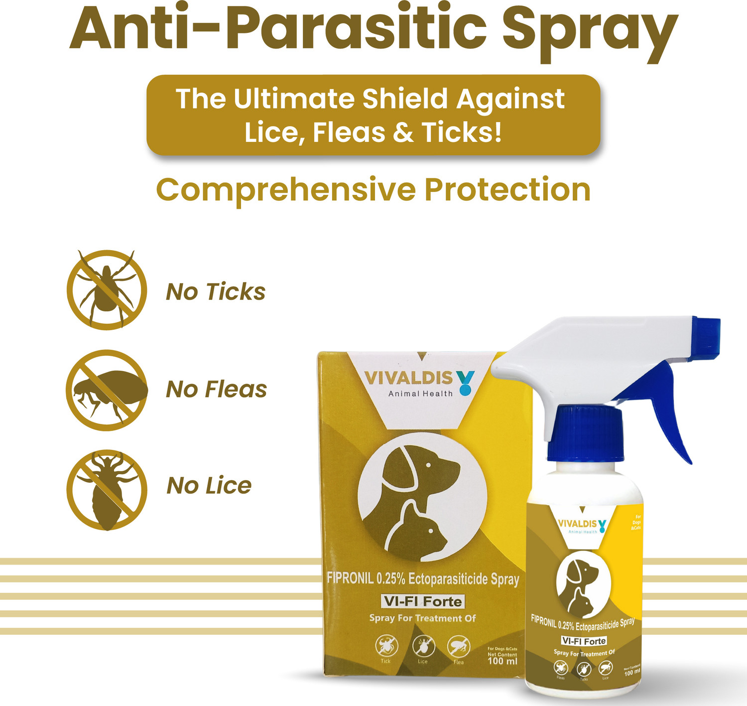Image of VIVALDIS VIFI Forte Spray For Flea and Tick Fresh Dog, Cat Shampoo