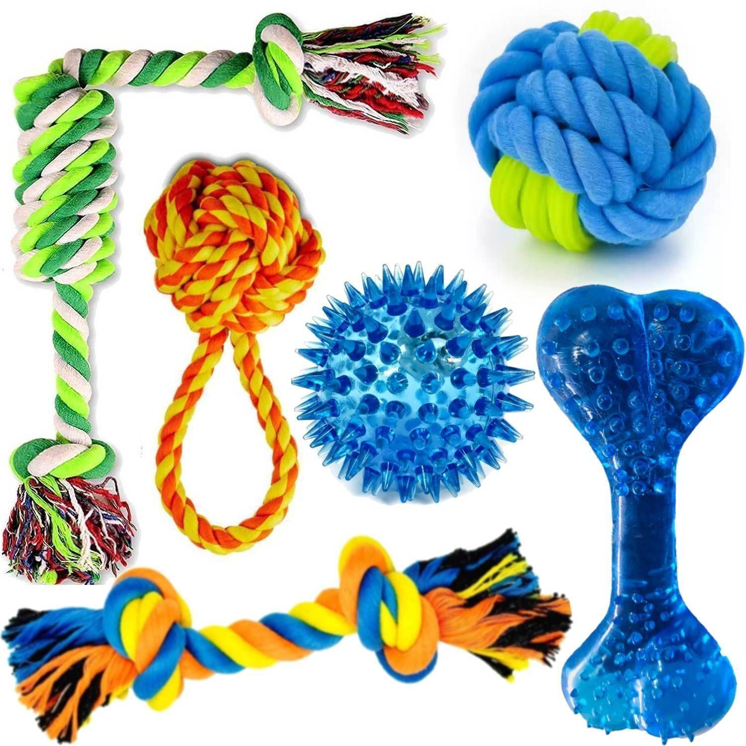 Image of PETZLUV YOUHAVEDEAL Toys for Puppies & Small Dogs Toys | Rope Ball Toy | Chew Toys, 100% Cotton, Rubber Chew Toy, Rubber Toy, Training Aid, Tug Toy, Bone, Ball For Dog & Cat