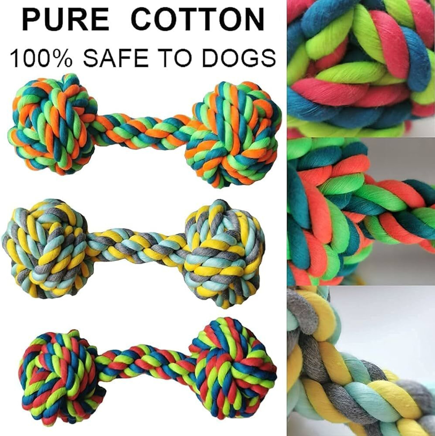 Image of PETZLUV Durable Dog Toys & Chew Toys for Dogs - Interactive Pet Accessories & Rope Cotton Chew Toy, Fetch Toy, Training Aid, Tug Toy For Dog
