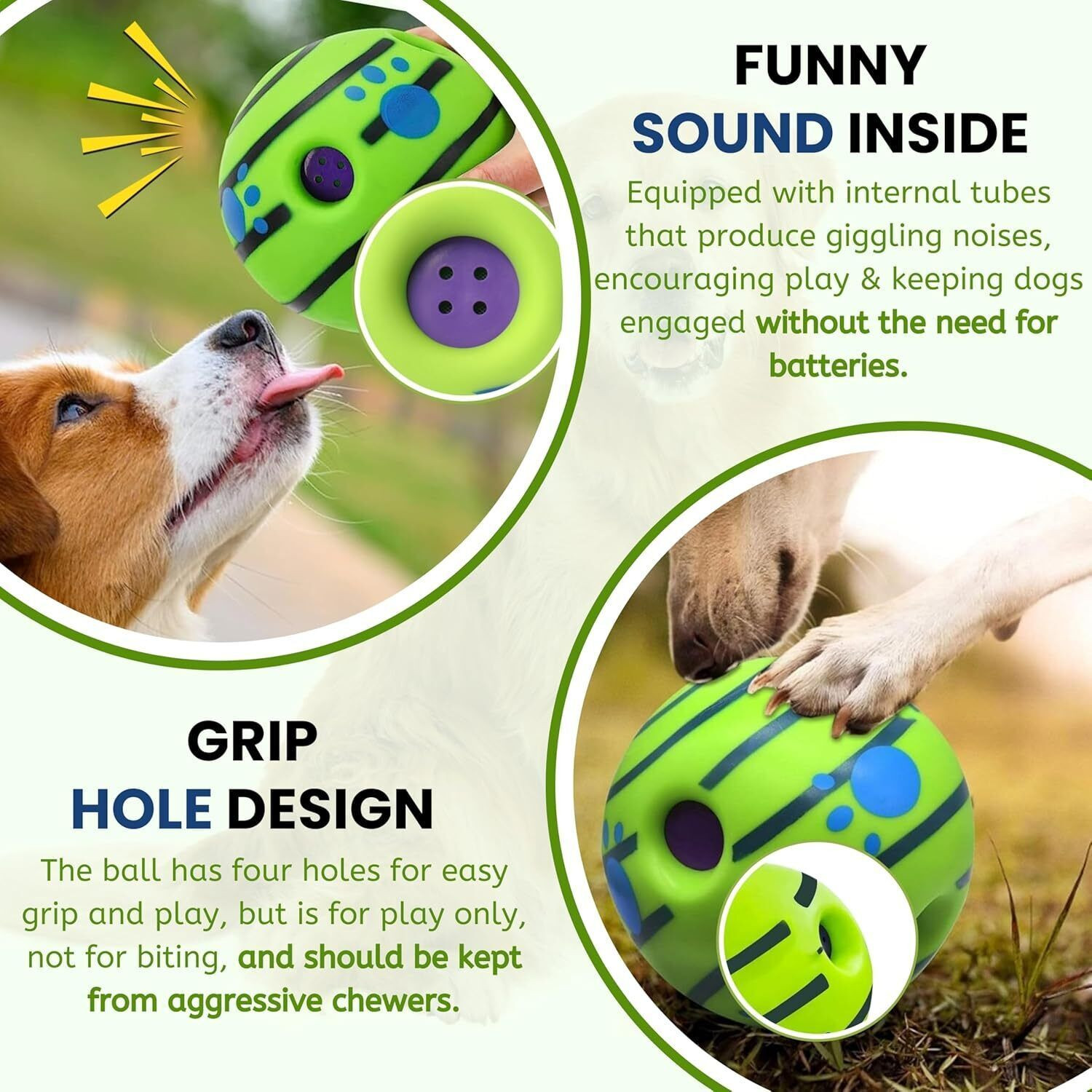 Image of Dogs and Tiddles Interactive Giggle Sound Ball Toy for Dogs and Puppies Polyresin Squeaky Toy, Ball For Dog
