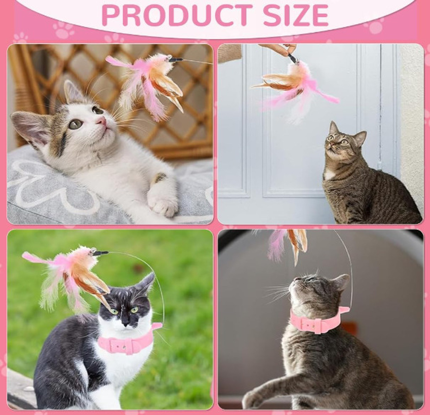 Image of NKPETS Product Interactive Cat Feather Toy Collar Silicone Fetch Toy For Cat