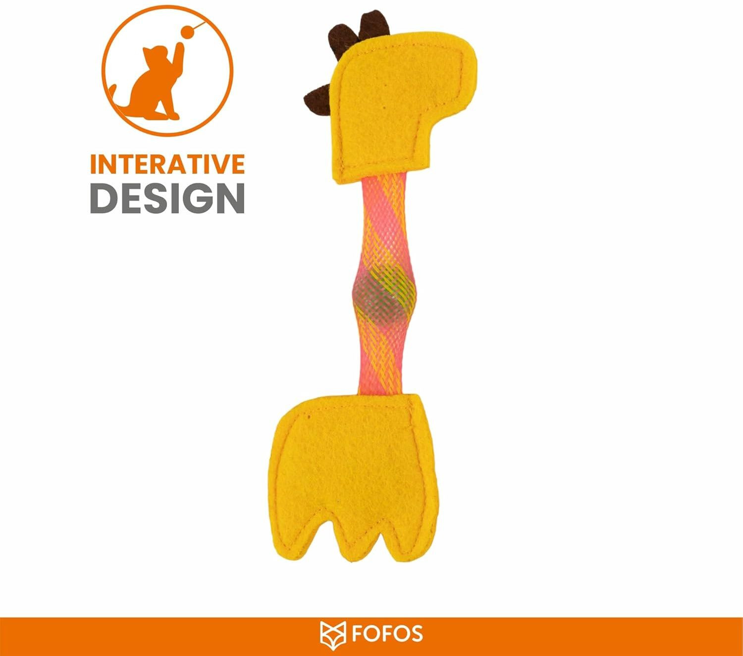 Image of fofos FOFOS Cat Flick Tube Toy Giraffe Rubber Training Aid For Cat