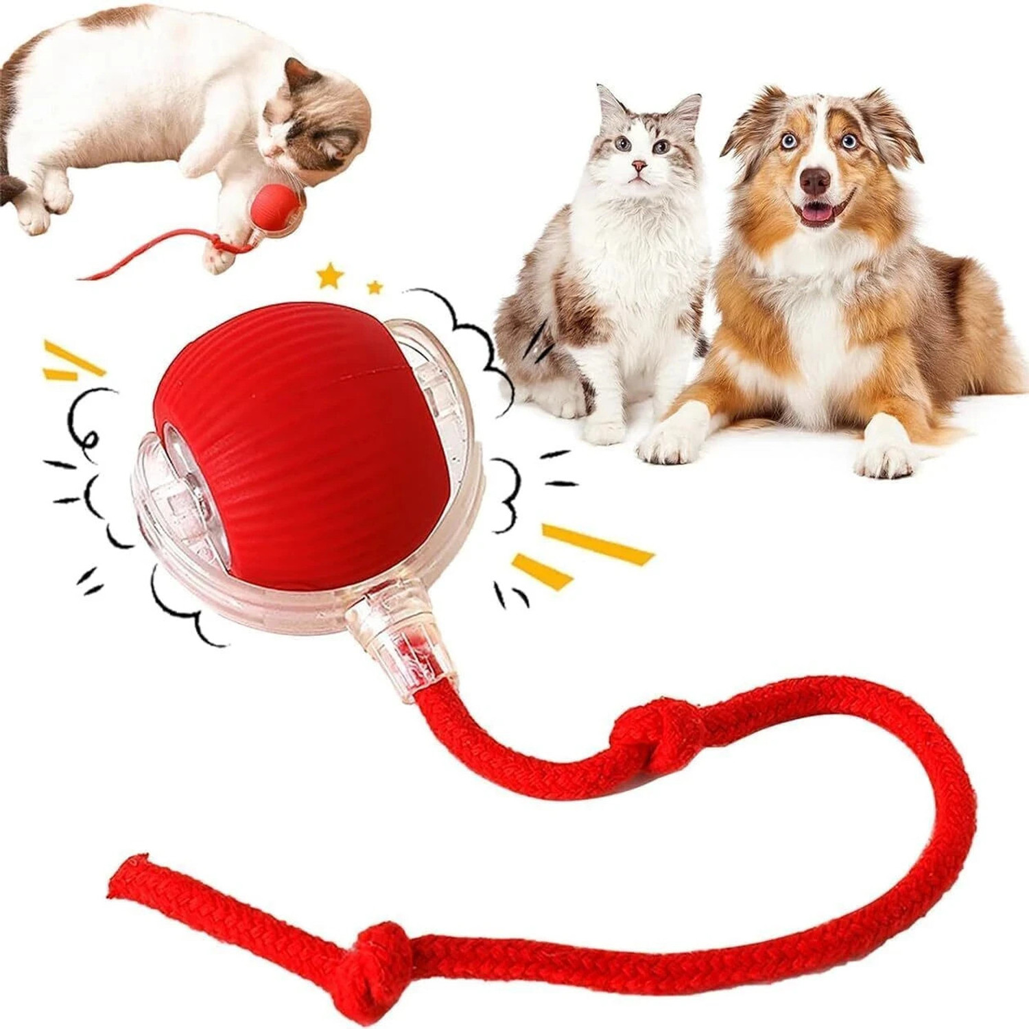Image of decorvaiz Electric Automatic Rolling Moving Rechargeable Self Play Toy Silicone Ball For Cat