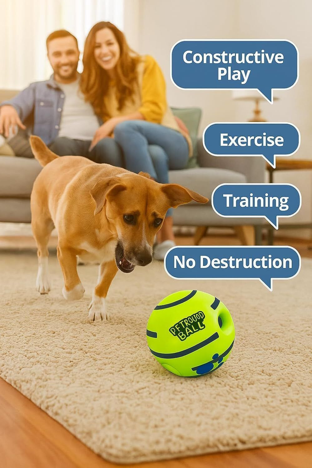 Image of Dogs and Tiddles Interactive Giggle Sound Ball Toy for Dogs and Puppies Polyresin Squeaky Toy, Ball For Dog